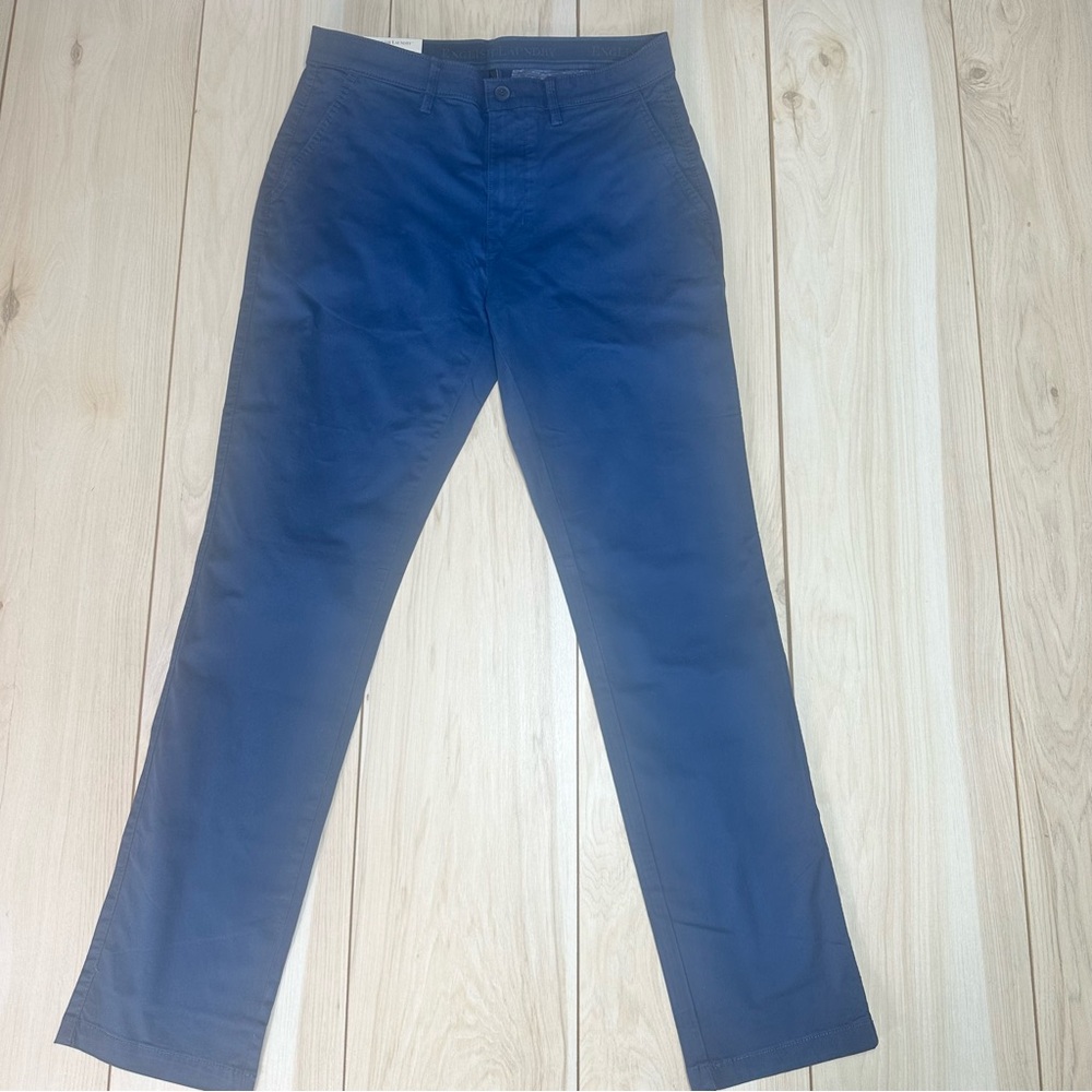 English laundry men’s chino pants 30‎ X 32 Blue Straight, Leg Flat Front Trouser